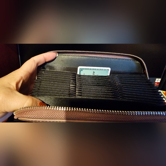 Wallet- 36 standing cards + 2 slots for paper money- old country rose, mauve. - Picture 6 of 7